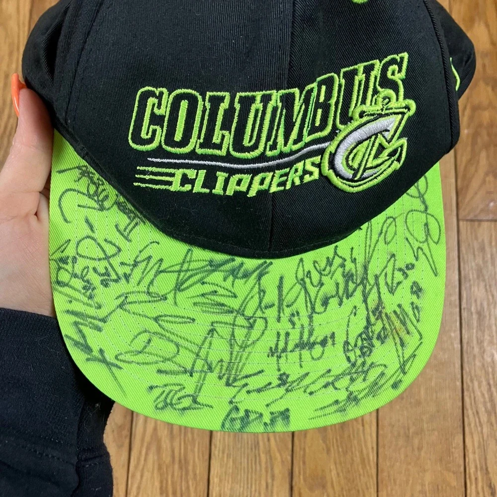 Columbus Clippers Signed Hat MiLB OC Sports‎ Youth Snapback Black Neon Green Cap